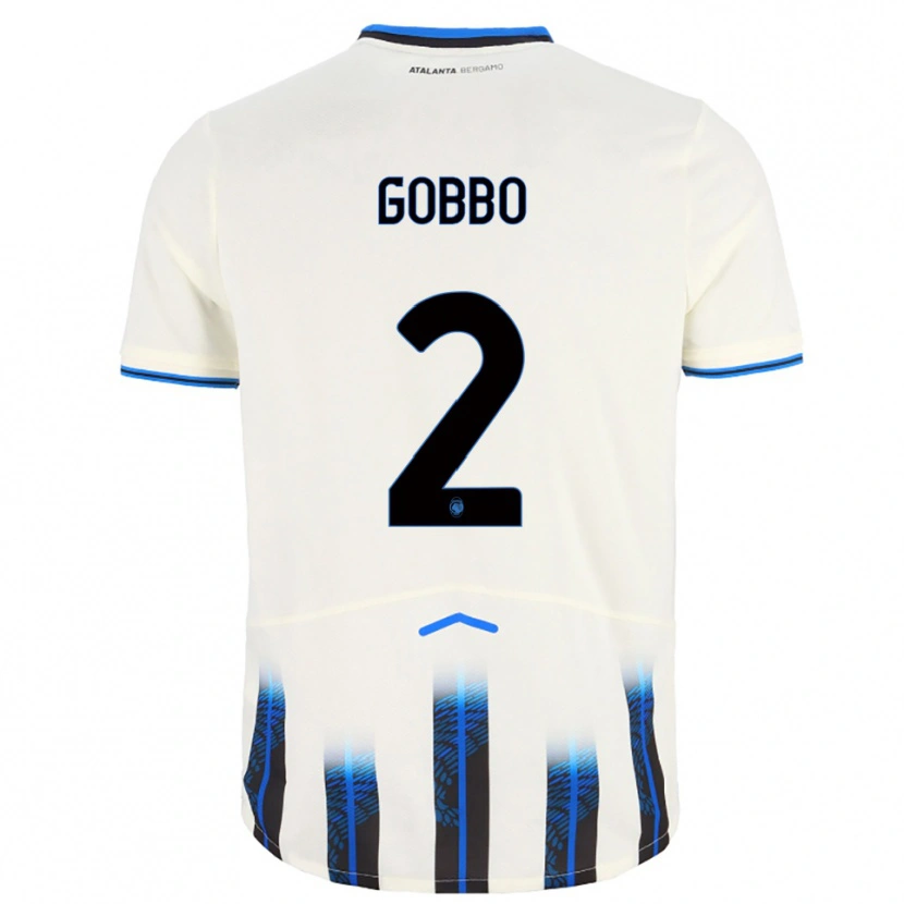 Danxen Homme Maillot Luca Gobbo #2 Blanc Bleu Tenues Extérieur 2025/26 T-Shirt