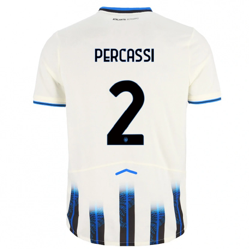 Danxen Homme Maillot Giovanni Percassi #2 Blanc Bleu Tenues Extérieur 2025/26 T-Shirt