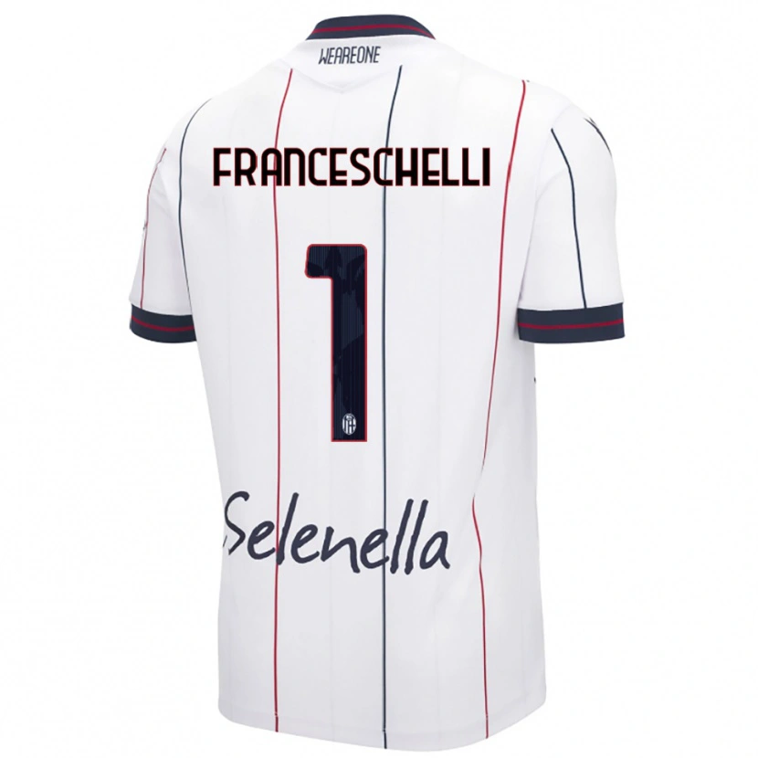 Danxen Homme Maillot Matteo Franceschelli #1 Blanc Bleu Roi Tenues Extérieur 2025/26 T-Shirt