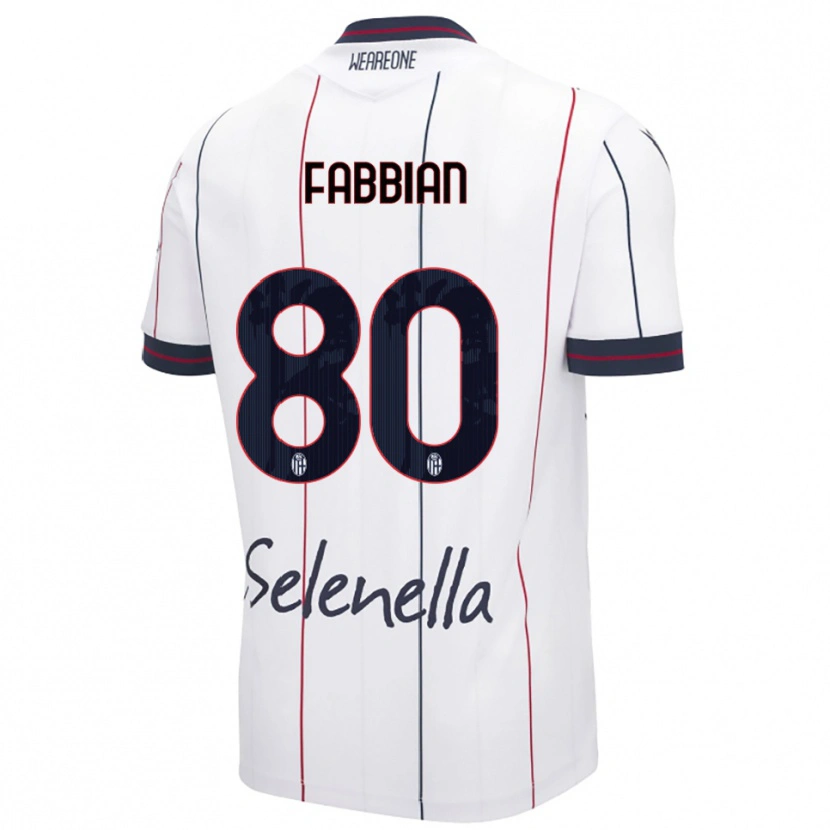 Danxen Homme Maillot Giovanni Fabbian #80 Blanc Bleu Roi Tenues Extérieur 2025/26 T-Shirt