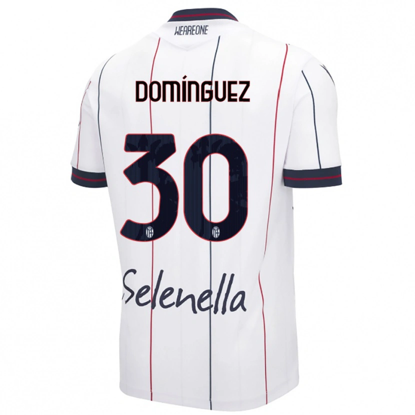 Danxen Homme Maillot Benja Domínguez #30 Blanc Bleu Roi Tenues Extérieur 2025/26 T-Shirt