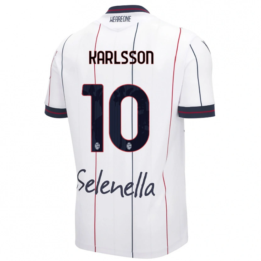 Danxen Homme Maillot Jesper Karlsson #10 Blanc Bleu Roi Tenues Extérieur 2025/26 T-Shirt
