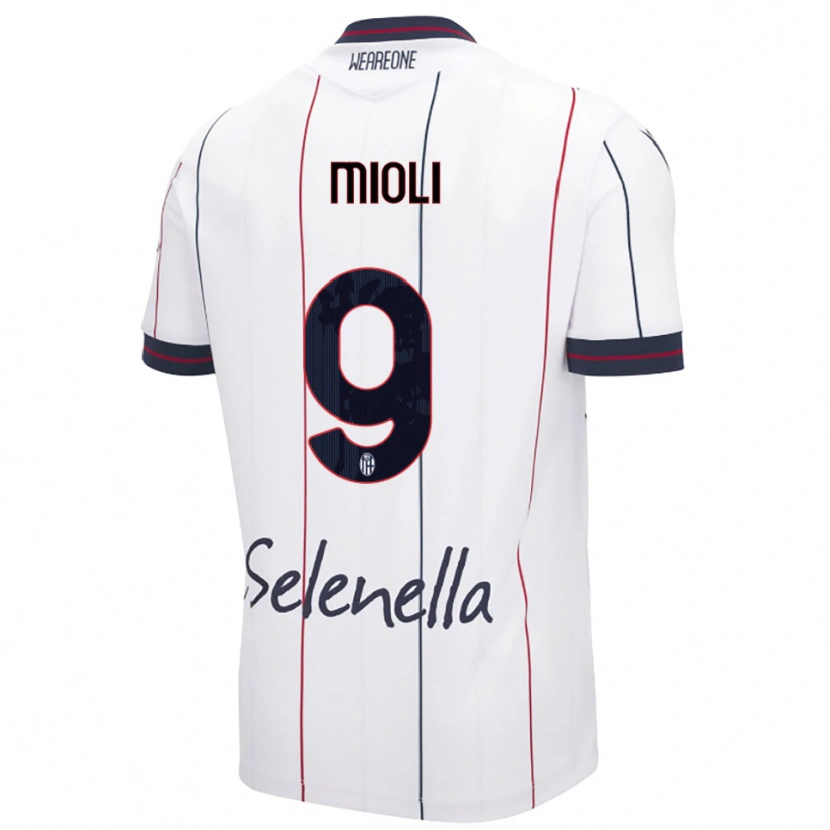 Danxen Homme Maillot Mattia Mioli #9 Blanc Bleu Roi Tenues Extérieur 2025/26 T-Shirt
