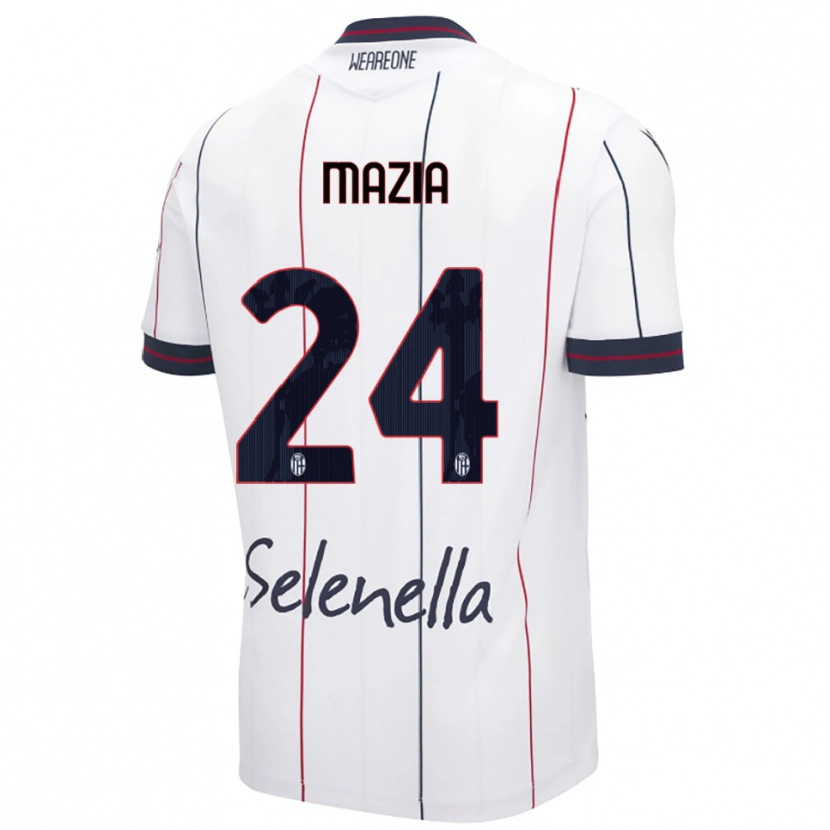 Danxen Homme Maillot Andrea Mazia #24 Blanc Bleu Roi Tenues Extérieur 2025/26 T-Shirt