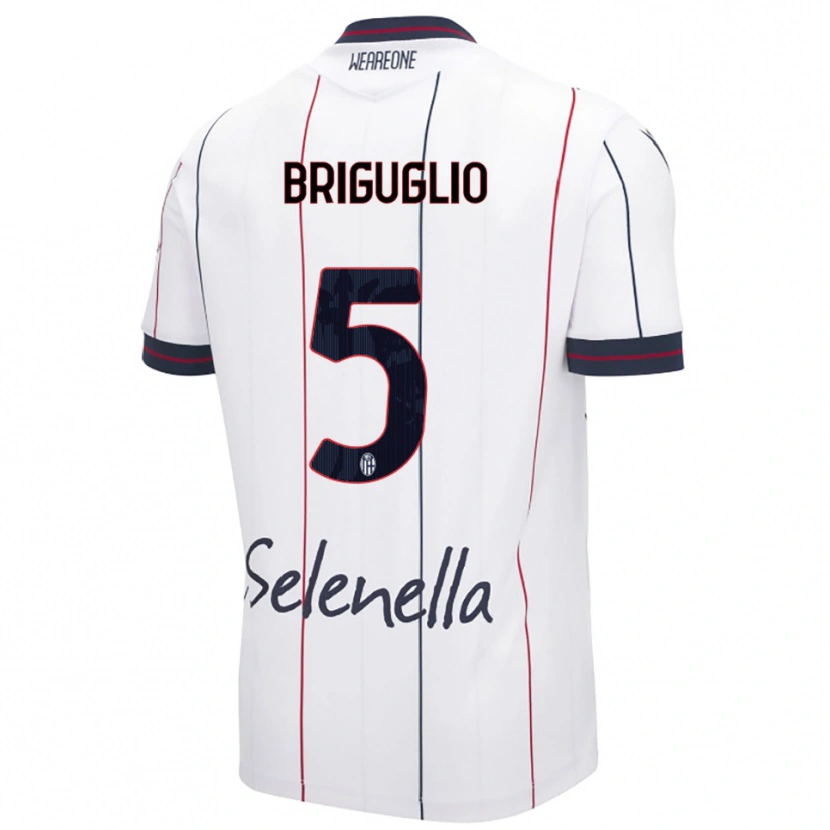 Danxen Homme Maillot Christian Briguglio #5 Blanc Bleu Roi Tenues Extérieur 2025/26 T-Shirt