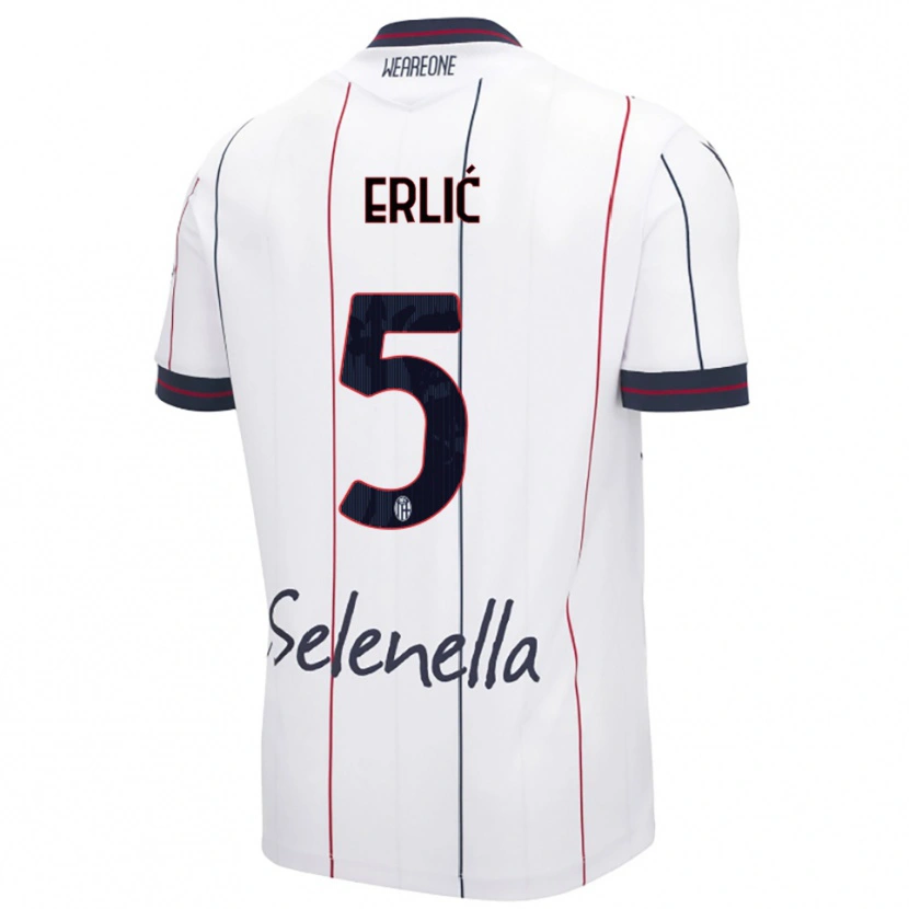 Danxen Homme Maillot Martin Erlić #5 Blanc Bleu Roi Tenues Extérieur 2025/26 T-Shirt