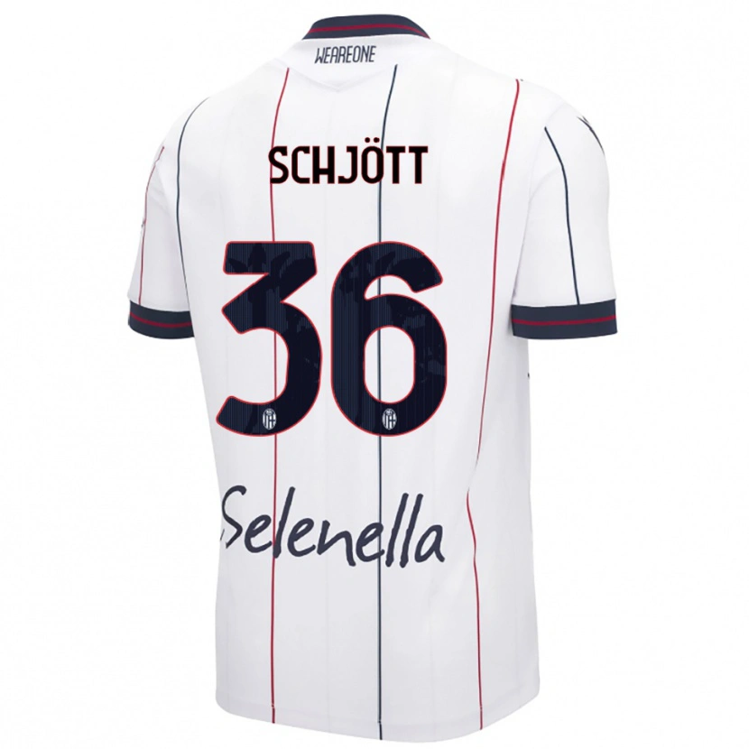 Danxen Homme Maillot Gustav Schjött #36 Blanc Bleu Roi Tenues Extérieur 2025/26 T-Shirt