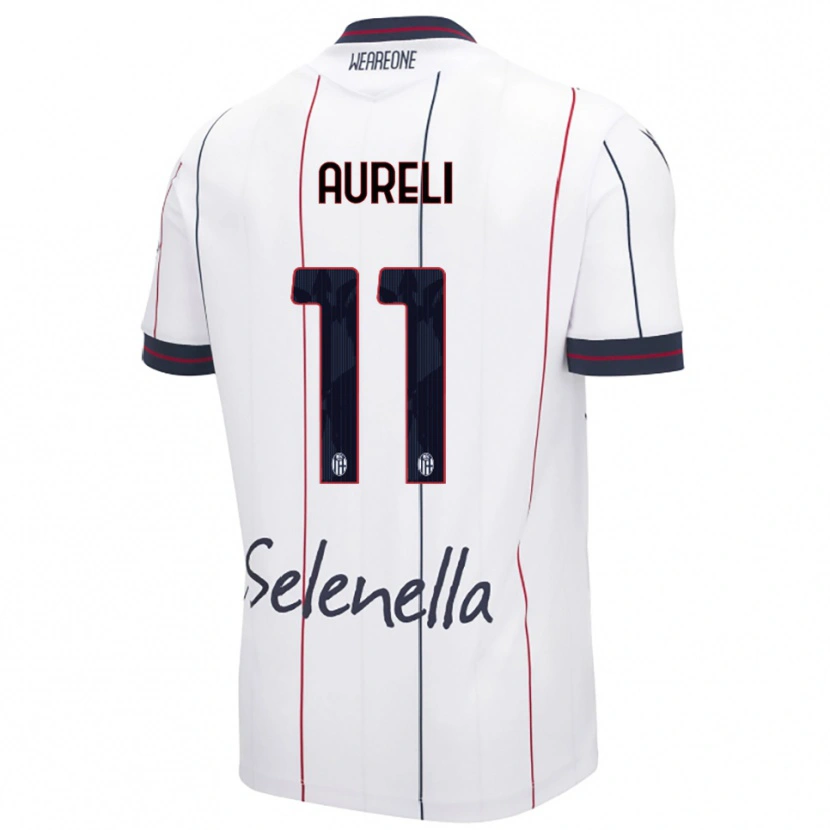 Danxen Homme Maillot Valerio Aureli #11 Blanc Bleu Roi Tenues Extérieur 2025/26 T-Shirt