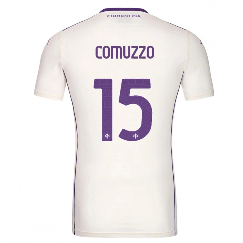 Danxen Homme Maillot Pietro Comuzzo #15 Blanc Violet Rouge Tenues Extérieur 2025/26 T-Shirt