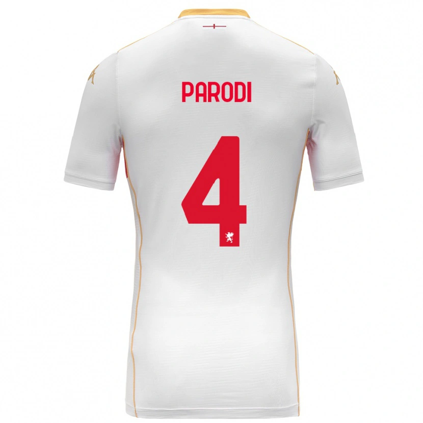 Danxen Homme Maillot Leonardo Parodi #4 Blanc Rouge Tenues Extérieur 2025/26 T-Shirt