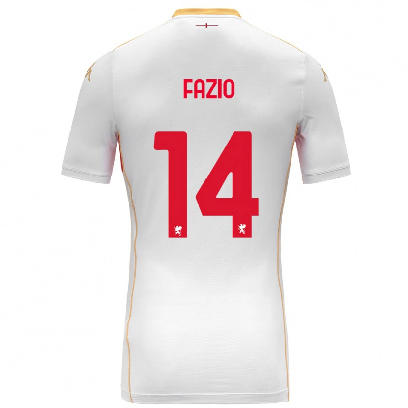 Danxen Homme Maillot Tommaso Fazio #14 Blanc Rouge Tenues Extérieur 2025/26 T-Shirt