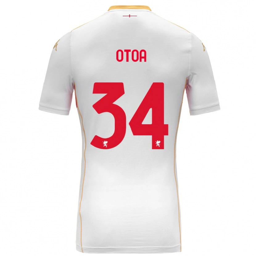 Danxen Homme Maillot Sebastian Otoa #34 Blanc Rouge Tenues Extérieur 2025/26 T-Shirt