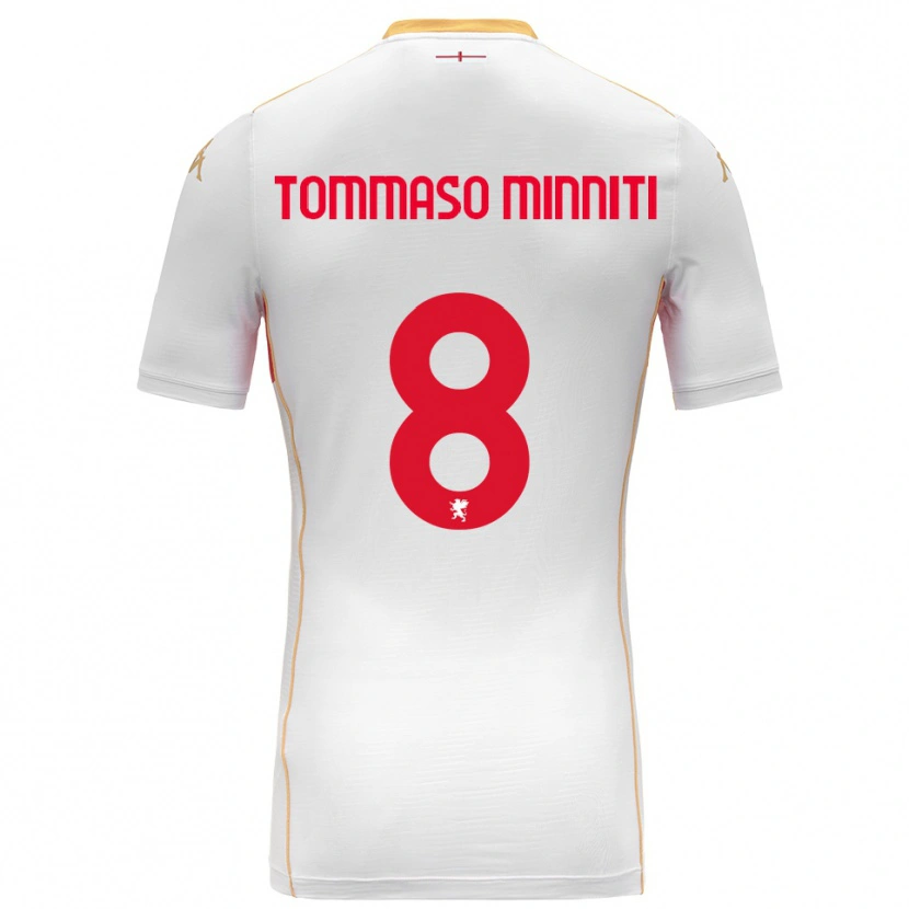 Danxen Homme Maillot Giovanni Tommaso Minniti #8 Blanc Rouge Tenues Extérieur 2025/26 T-Shirt