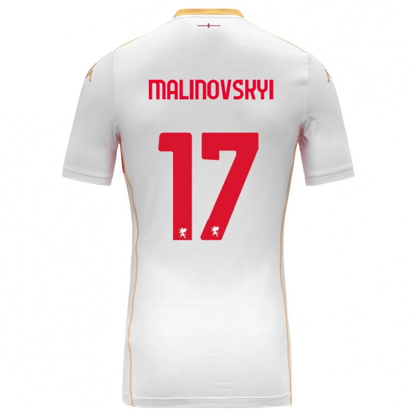 Danxen Homme Maillot Ruslan Malinovskyi #17 Blanc Rouge Tenues Extérieur 2025/26 T-Shirt