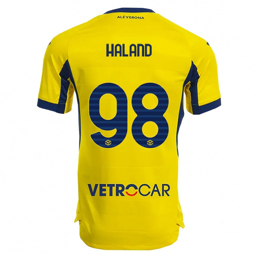 Danxen Homme Maillot Benedicte Iversen Håland #98 Jaune Marine Tenues Extérieur 2025/26 T-Shirt