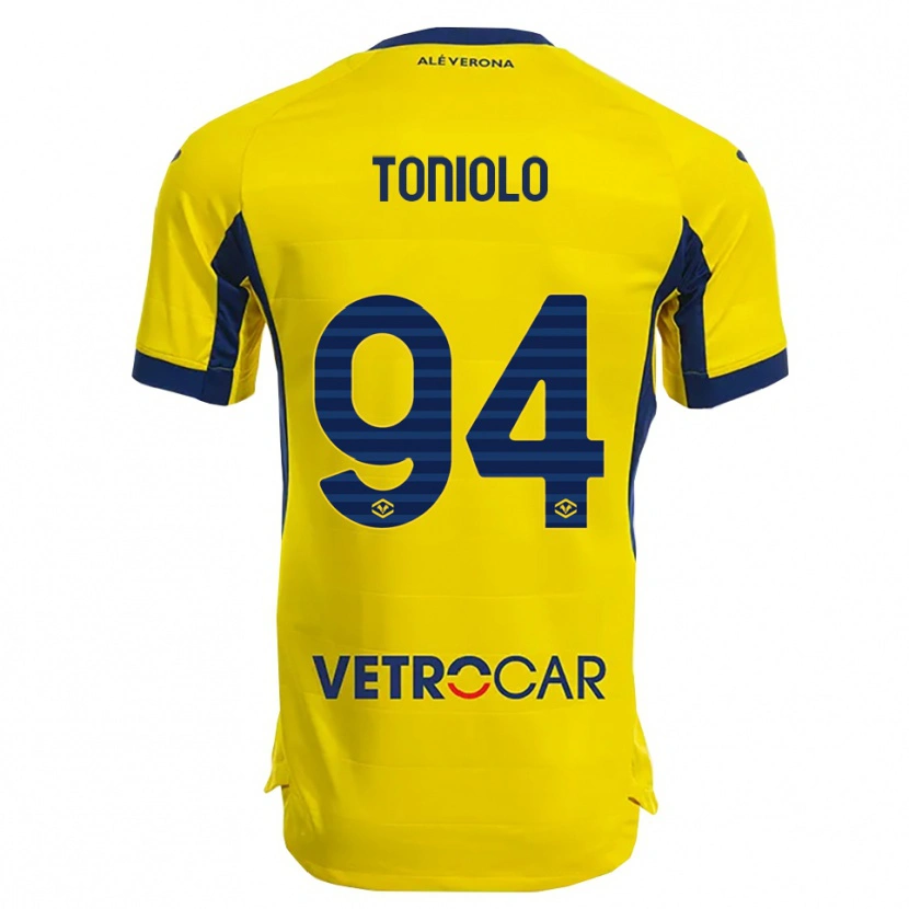 Danxen Homme Maillot Giacomo Toniolo #94 Jaune Marine Tenues Extérieur 2025/26 T-Shirt
