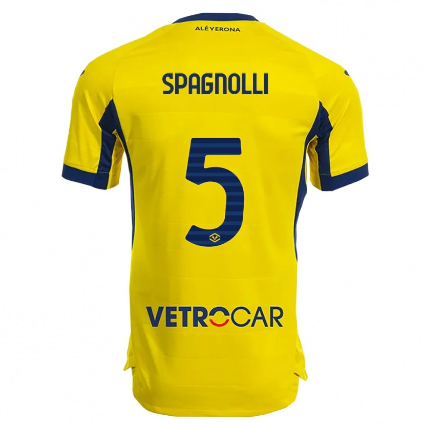 Danxen Homme Maillot Matteo Spagnolli #5 Jaune Marine Tenues Extérieur 2025/26 T-Shirt
