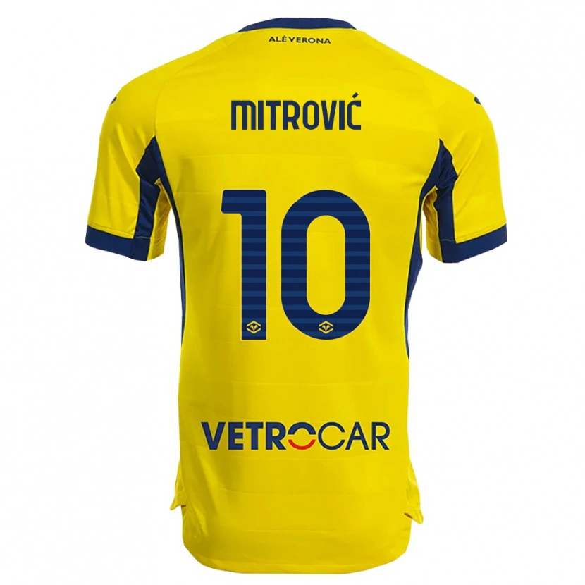 Danxen Homme Maillot Stefan Mitrović #10 Jaune Marine Tenues Extérieur 2025/26 T-Shirt