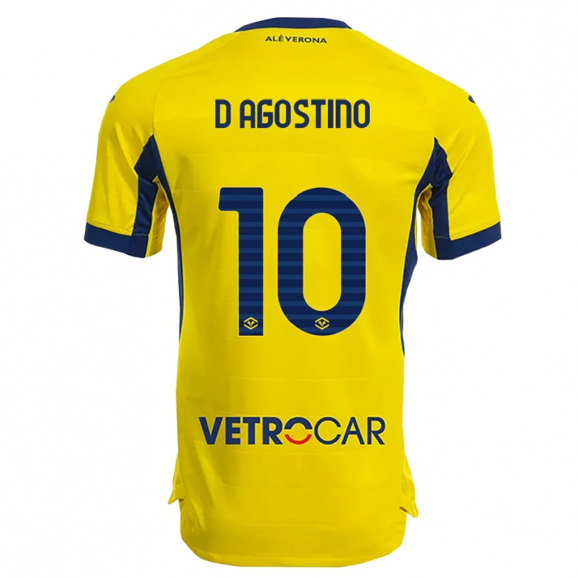Danxen Homme Maillot Samuele D'agostino #10 Jaune Marine Tenues Extérieur 2025/26 T-Shirt