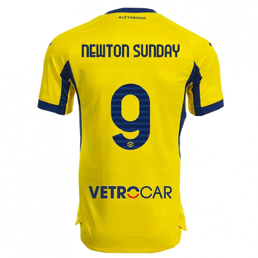 Danxen Homme Maillot Eloghosa Newton Sunday #9 Jaune Marine Tenues Extérieur 2025/26 T-Shirt