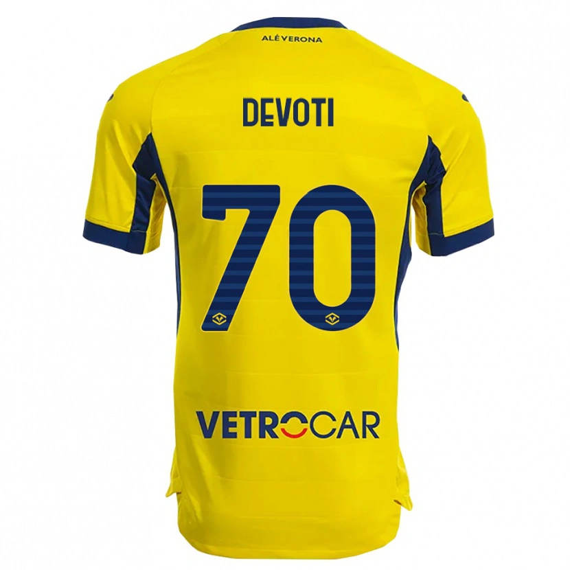 Danxen Homme Maillot Andrea Devoti #70 Jaune Marine Tenues Extérieur 2025/26 T-Shirt