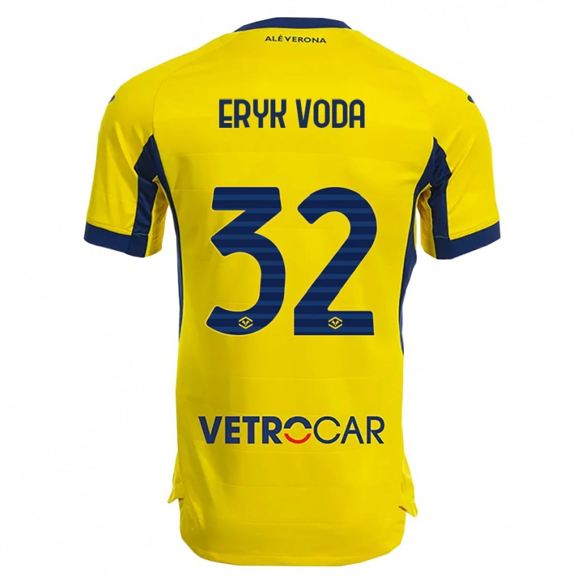 Danxen Homme Maillot Eryk Vodă #32 Jaune Marine Tenues Extérieur 2025/26 T-Shirt