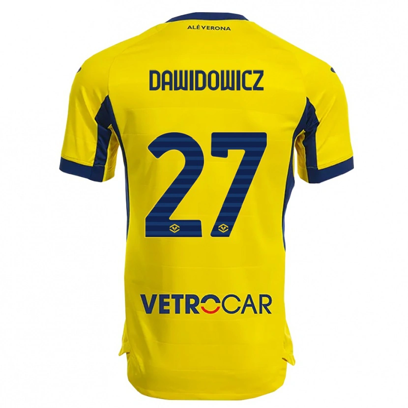 Danxen Homme Maillot Pawel Dawidowicz #27 Jaune Marine Tenues Extérieur 2025/26 T-Shirt