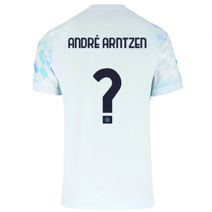 Danxen Homme Maillot Matheo André Arntzen #0 Blanc Bleu Tenues Extérieur 2025/26 T-Shirt