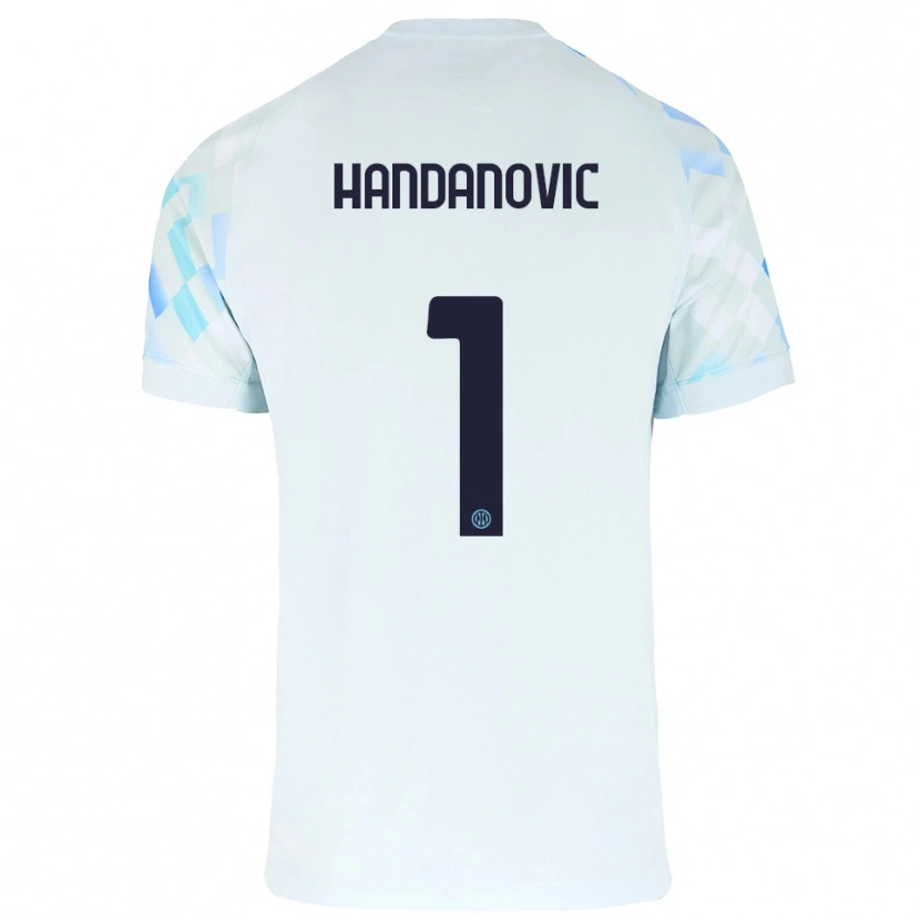 Danxen Homme Maillot Samir Handanovic #1 Blanc Bleu Tenues Extérieur 2025/26 T-Shirt