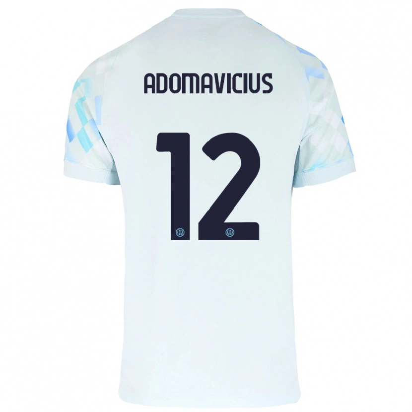 Danxen Homme Maillot Henrikas Adomavicius #12 Blanc Bleu Tenues Extérieur 2025/26 T-Shirt