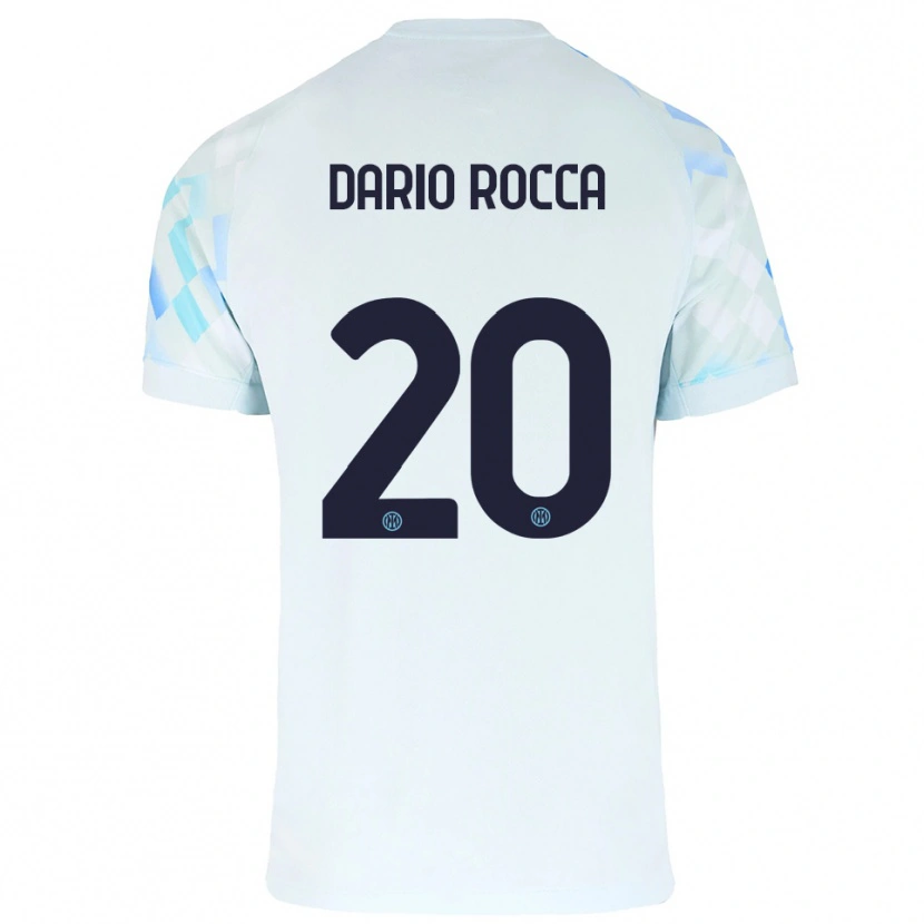 Danxen Homme Maillot Edoardo Dario Rocca #20 Blanc Bleu Tenues Extérieur 2025/26 T-Shirt