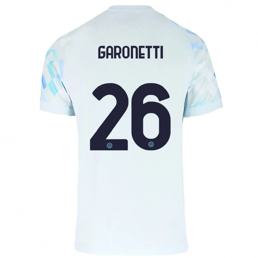 Danxen Homme Maillot Gabriele Garonetti #26 Blanc Bleu Tenues Extérieur 2025/26 T-Shirt