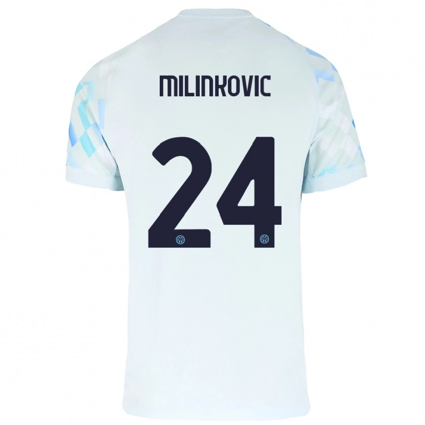 Danxen Homme Maillot Marija Milinković #24 Blanc Bleu Tenues Extérieur 2025/26 T-Shirt