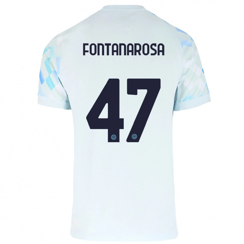 Danxen Homme Maillot Alessandro Fontanarosa #47 Blanc Bleu Tenues Extérieur 2025/26 T-Shirt