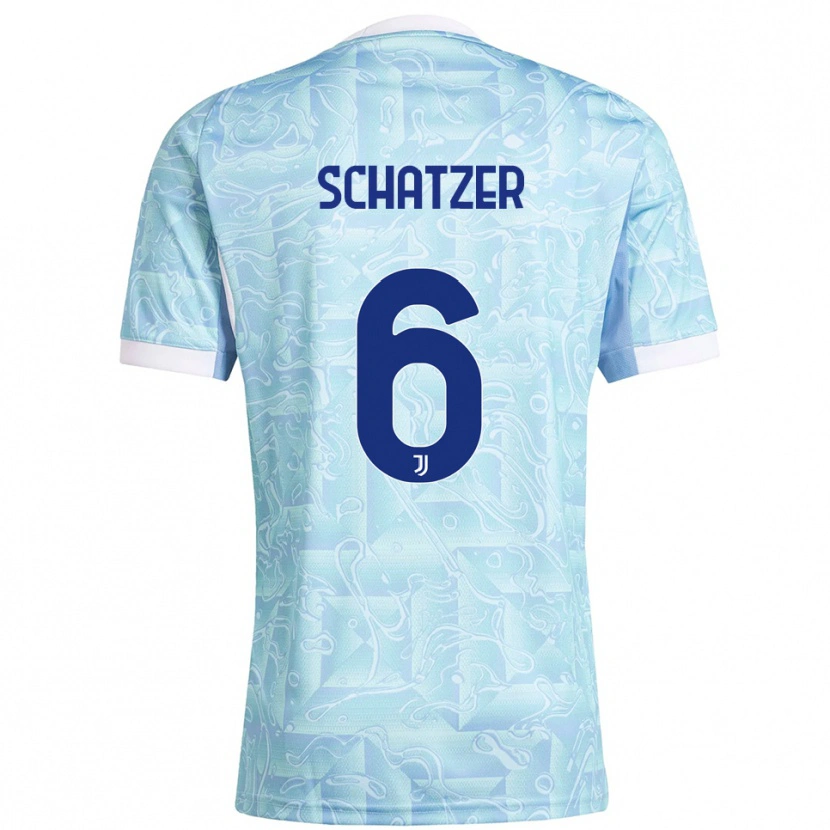 Danxen Homme Maillot Eva Schatzer #6 Bleu Ciel Jaune Tenues Extérieur 2025/26 T-Shirt