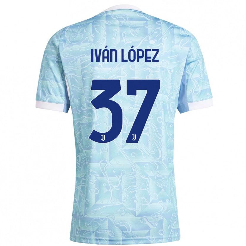 Danxen Homme Maillot Iván López #37 Bleu Ciel Jaune Tenues Extérieur 2025/26 T-Shirt