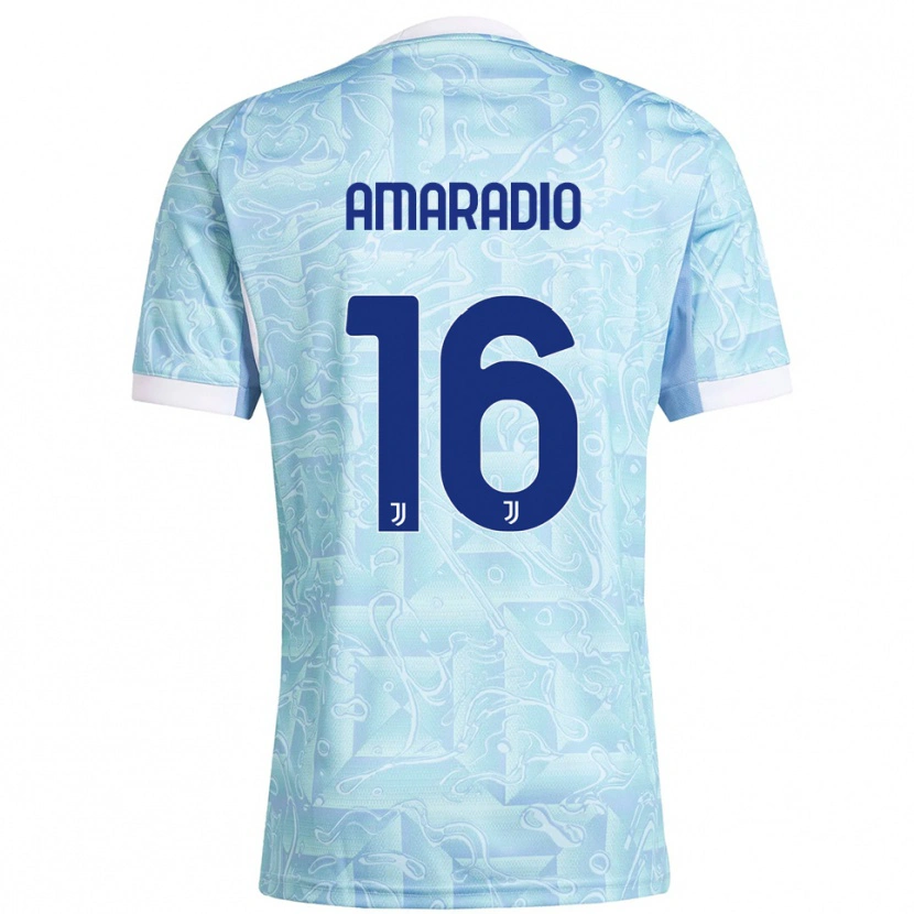 Danxen Homme Maillot Luca Amaradio #16 Bleu Ciel Jaune Tenues Extérieur 2025/26 T-Shirt