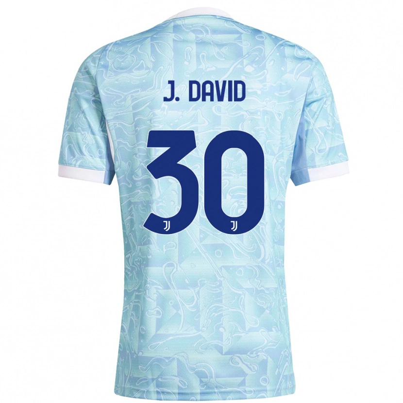 Danxen Homme Maillot Jonathan David #30 Bleu Ciel Jaune Tenues Extérieur 2025/26 T-Shirt