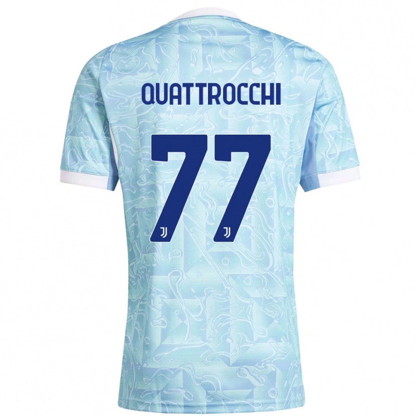 Danxen Homme Maillot Juan Ignacio Quattrocchi #77 Bleu Ciel Jaune Tenues Extérieur 2025/26 T-Shirt