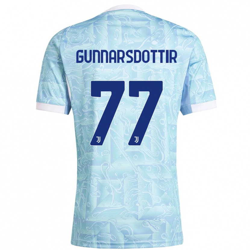Danxen Homme Maillot Sara Bjork Gunnarsdottir #77 Bleu Ciel Jaune Tenues Extérieur 2025/26 T-Shirt