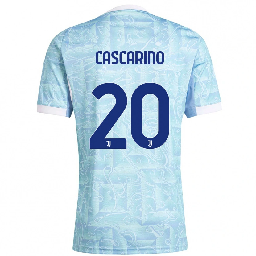 Danxen Homme Maillot Estelle Cascarino #20 Bleu Ciel Jaune Tenues Extérieur 2025/26 T-Shirt