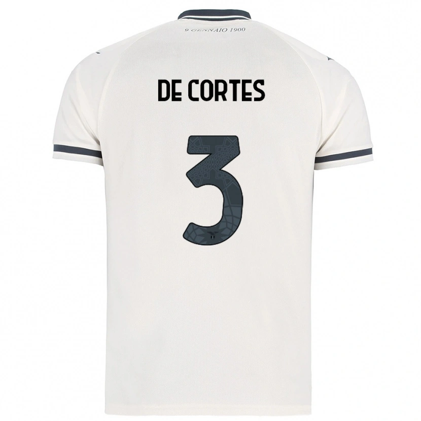 Danxen Homme Maillot Alessandro De Cortes #3 Blanc Marine Tenues Extérieur 2025/26 T-Shirt