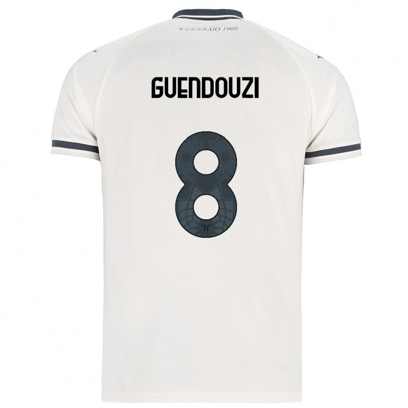 Danxen Homme Maillot Mattéo Guendouzi #8 Blanc Marine Tenues Extérieur 2025/26 T-Shirt