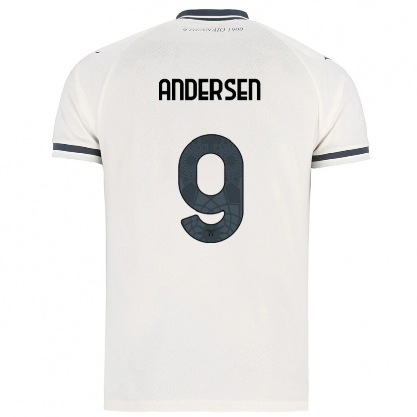 Danxen Homme Maillot Signe Holt Andersen #9 Blanc Marine Tenues Extérieur 2025/26 T-Shirt