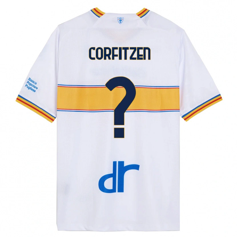 Danxen Homme Maillot Jeppe Corfitzen #0 Blanc Jaune Tenues Extérieur 2025/26 T-Shirt