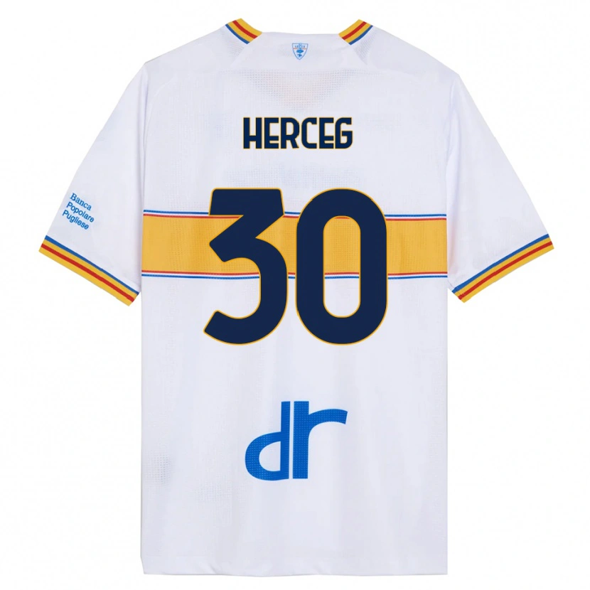 Danxen Homme Maillot Lovro Herceg #30 Blanc Jaune Tenues Extérieur 2025/26 T-Shirt