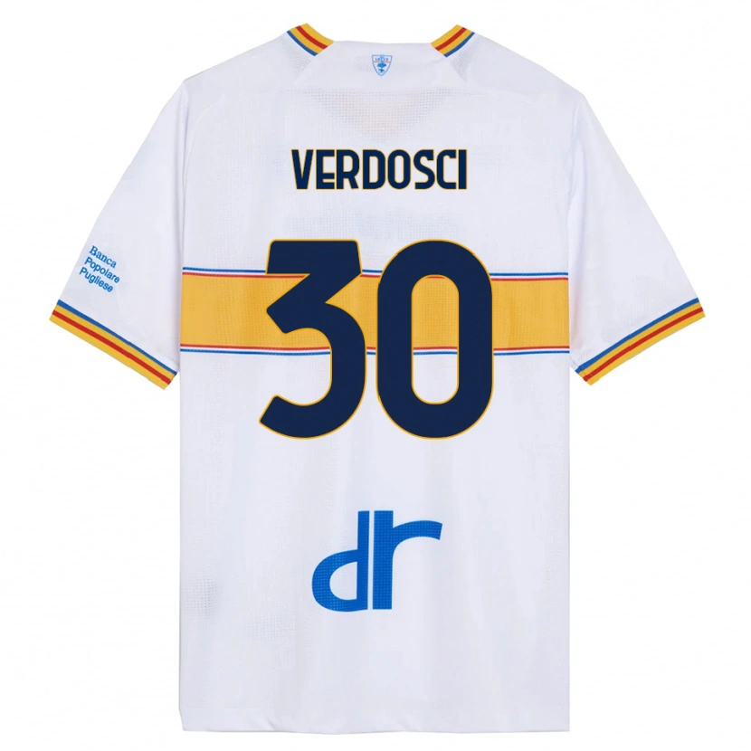 Danxen Homme Maillot Simone Verdosci #30 Blanc Jaune Tenues Extérieur 2025/26 T-Shirt