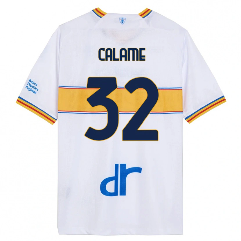 Danxen Homme Maillot Marouane Calame #32 Blanc Jaune Tenues Extérieur 2025/26 T-Shirt
