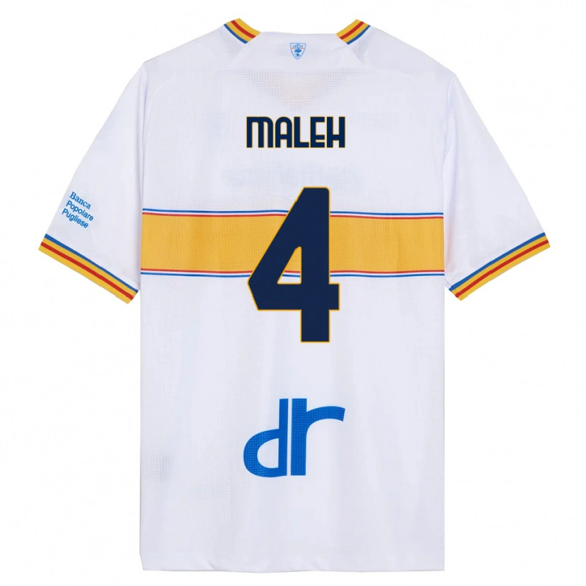 Danxen Homme Maillot Youssef Maleh #4 Blanc Jaune Tenues Extérieur 2025/26 T-Shirt