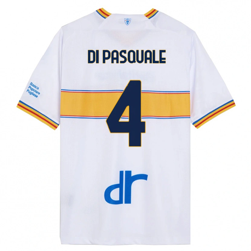 Danxen Homme Maillot Alessandro Di Pasquale #4 Blanc Jaune Tenues Extérieur 2025/26 T-Shirt